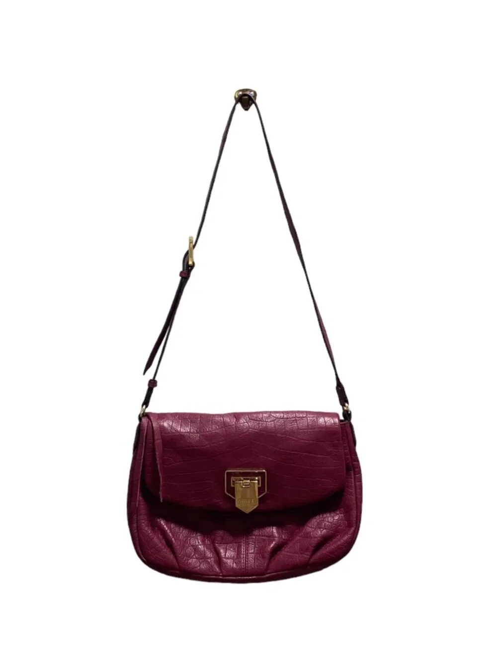 Aimee Kestenberg Genuine Leather Shoulder Bag Red One Size Preppy Classic Cute